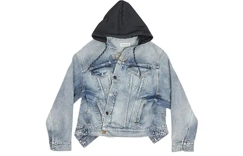 Balenciaga Denim Jackets Women's Blue Hooded Moderate Other