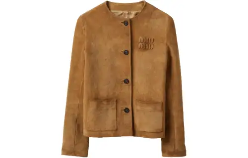 MIU MIU SS24 Leather Jacket Women's Brown