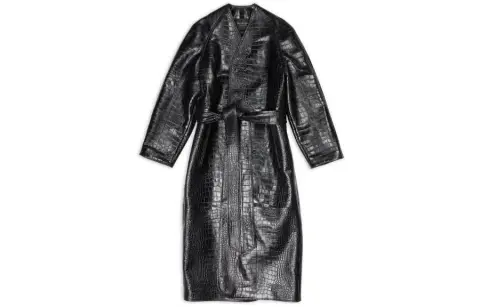 Balenciaga SS23 Leather Jacket Loose Fit Women's Black