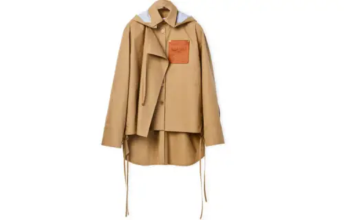 LOEWE Parka Coats Women's Caramel Detachable Hood Moderate