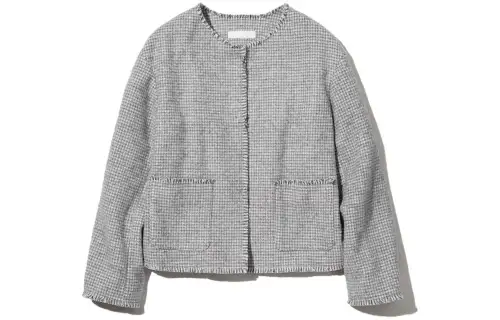 UNIQLO Cropped Coats Women's Mist Gray Crew Neck Moderate