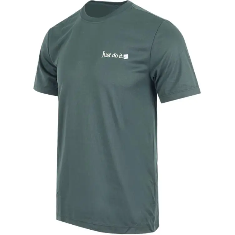 Nike T-Shirts Men's Green Crew Neck Moderate Straight Fit