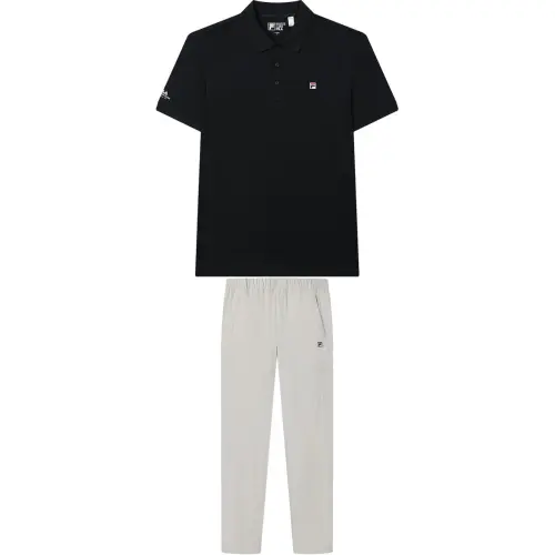 FILA Casual Sportswear Men's Jet Black Top+Volcanic Stone Gray Bottom