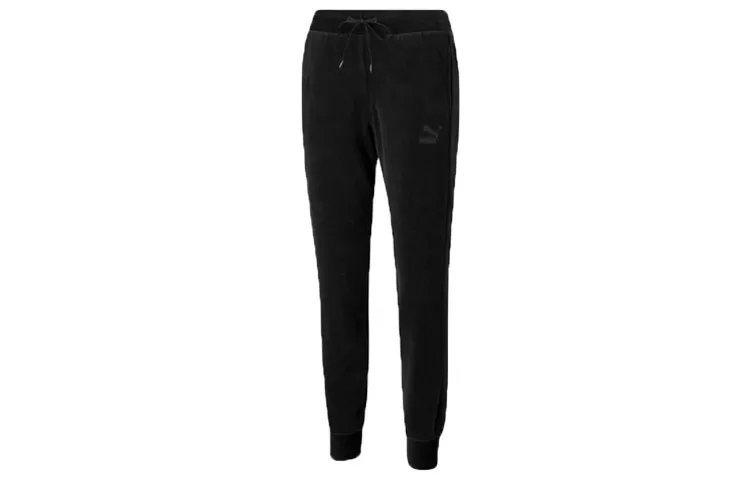 PUMA Knitted Sweatpants Women's Black Moderate Cuffed Pants