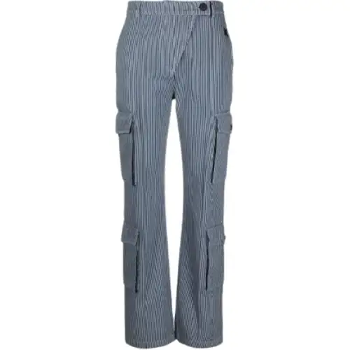 KENZO Cargo Pants Women's Blue Moderate Straight Fit Pants