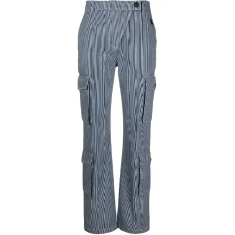 KENZO Cargo Pants Women's Blue Moderate Straight Fit Pants