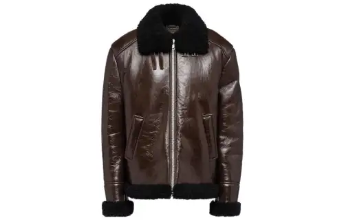【Previous Season】shearling-trim oversized jacket