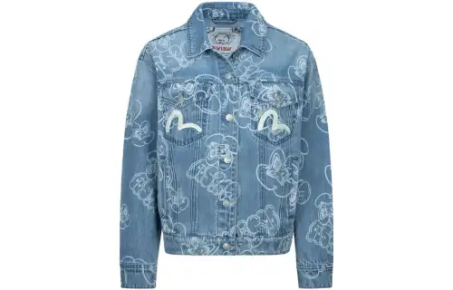 EVISU Denim Jackets Women's Denim Blue Lapel Moderate Other