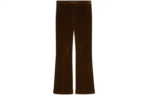 GUCCI Velvet Flared Leg Pants Brown