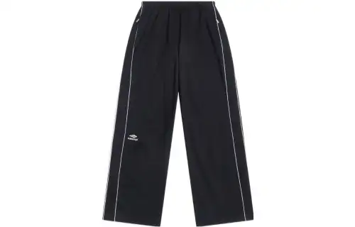Balenciaga Casual Pants Men's Black Moderate Wide Leg Pants