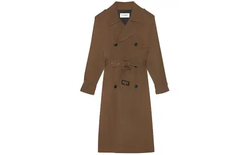 SAINT LAURENT Trench Coat Women's Khaki
