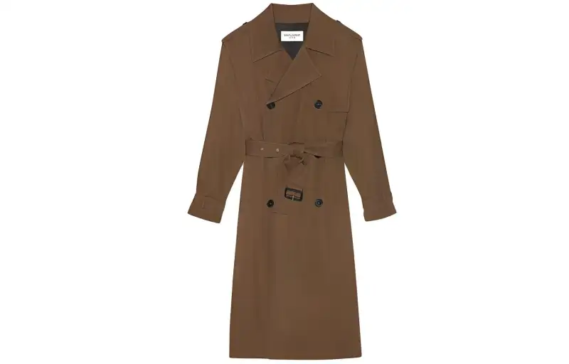 SAINT LAURENT Trench Coat Women's Khaki