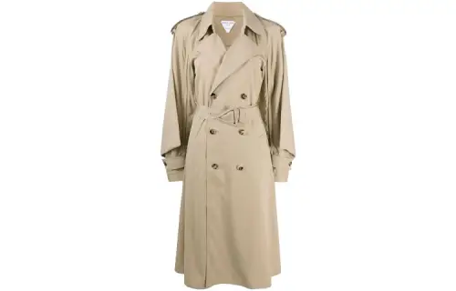 Bottega Veneta Trench Coats Women's Khaki Lapel Moderate