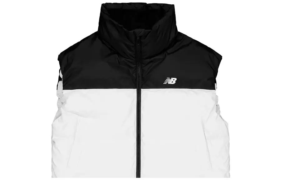 New Balance Down Vests Women's Black White Stand Collar Moderate Straight Fit