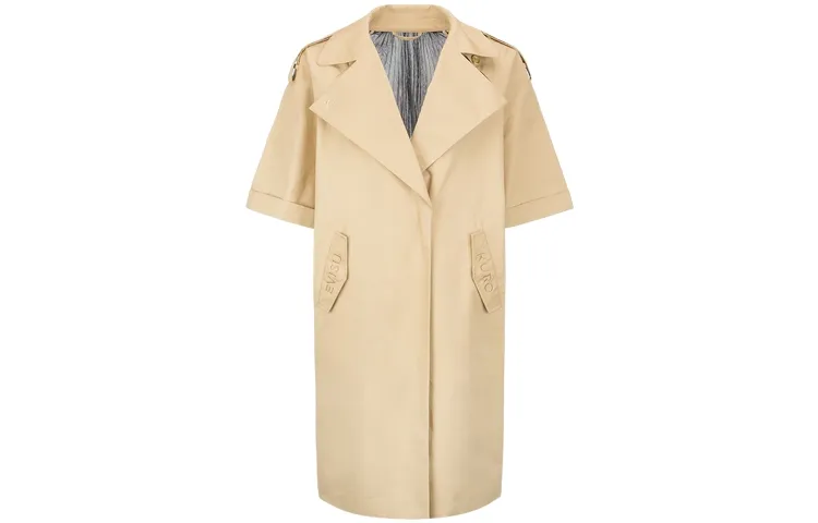 EVISU Trench Coats Women's Taupe Lapel Moderate