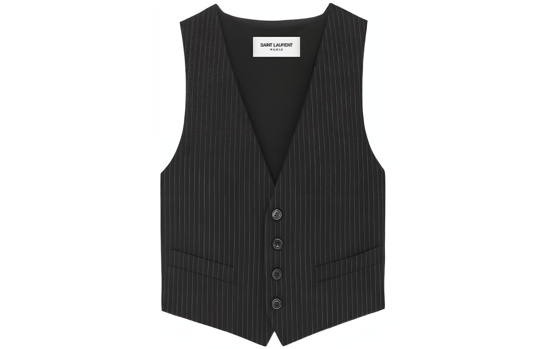 SAINT LAURENT Pinstripe V-Neck Gilet