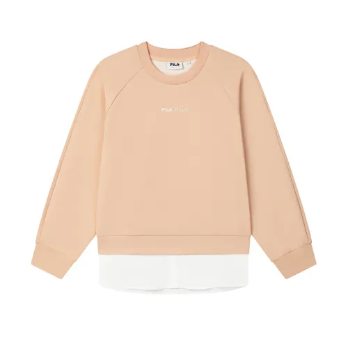 FILA Knit Fabric Sweatshirts Women's Light Gray Orange
