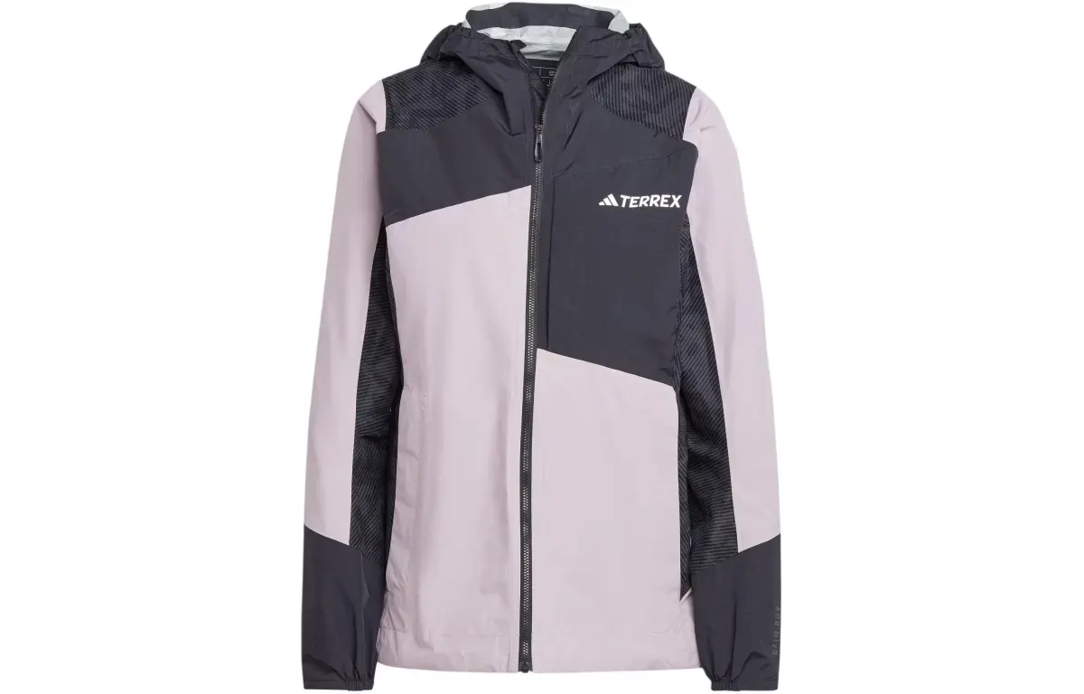 Adidas Waterproof And Rainproof Windbreaker Jacket Women's Gray Purple