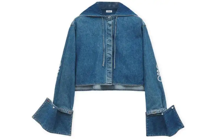 LOEWE Cropped Hooded Shirt 'Jeans Blue'