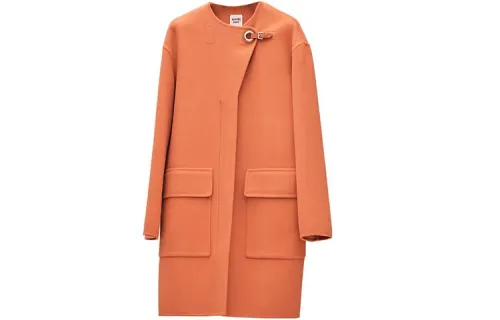 HERMES Velvet Jackets Women's Orange Lapel Moderate