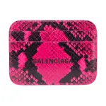 Balenciaga Cow Leather Card Holder Unisex Black Red Multicolor