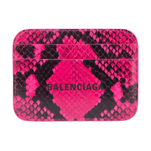 Balenciaga Cow Leather Card Holder Unisex Black Red Multicolor