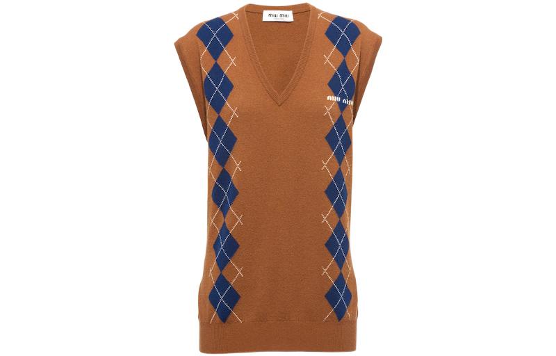 MIU MIU Vests Women's Dark Umber V Neck Moderate Other