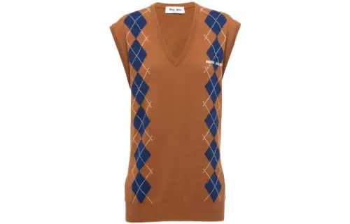 MIU MIU Vests Women's Dark Umber V Neck Moderate Other