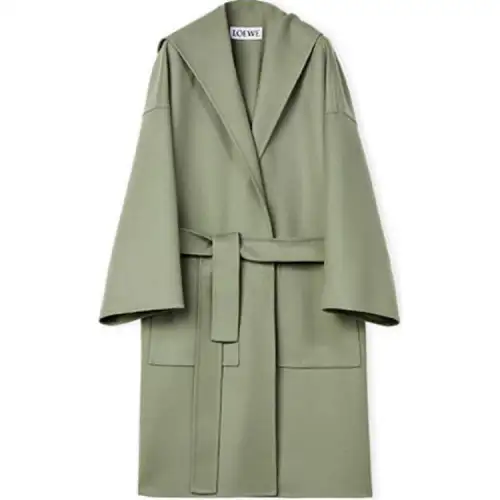 LOEWE Velvet Jackets Women's Gray Green Hooded Moderate