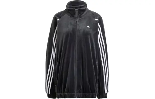 Adidas Originals Velvet Oversized Track Top Velvet feel Coat Women's Black