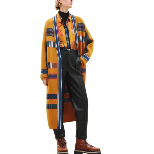 HERMES Coat Women's Ginger Yellow