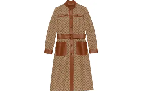 GUCCI Trench Coats Women's Beige Stand Collar Moderate