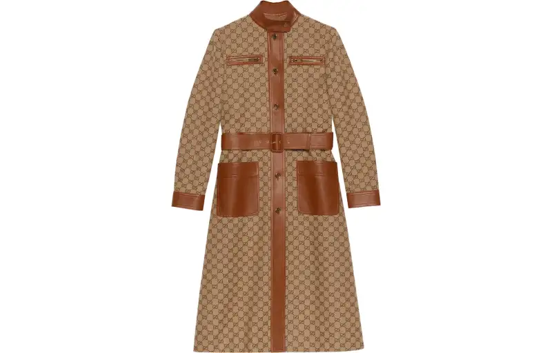 GUCCI Trench Coats Women's Beige Stand Collar Moderate