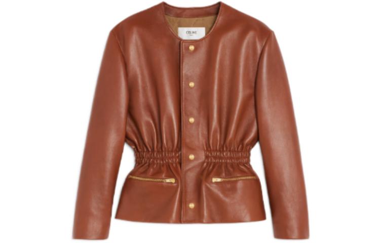 CELINE FW22 Leather Jacket Women's Cognac Brandy