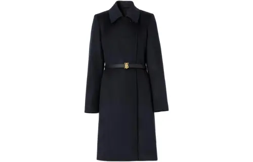 Burberry Velvet Jackets Women's Dark Blue Lapel Moderate