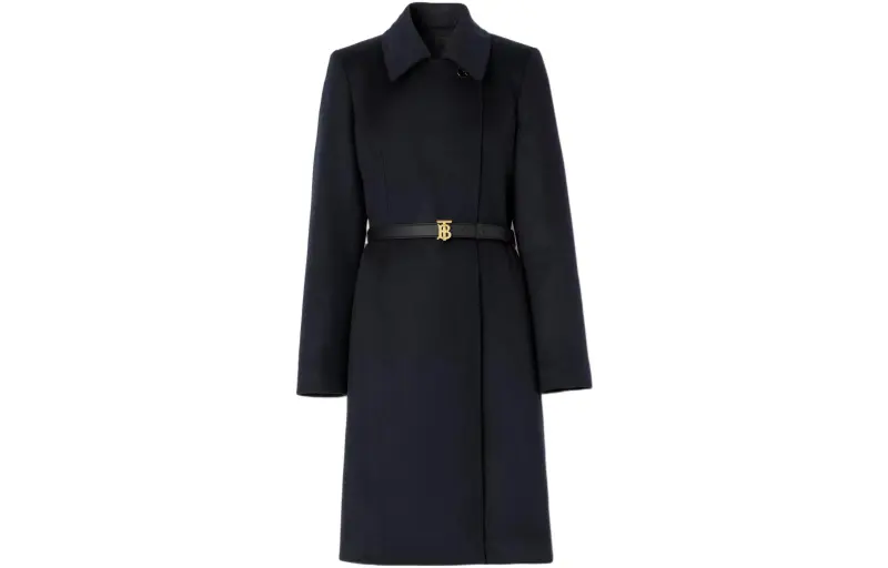 Burberry Velvet Jackets Women's Dark Blue Lapel Moderate