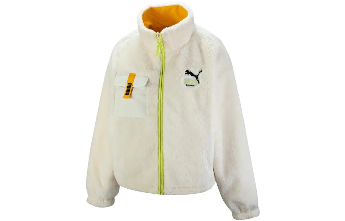 PUMA Velvet Jackets Women's White Stand Collar Moderate