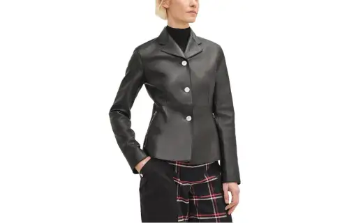 HERMES Leather Jackets Women's Black Lapel Moderate Other