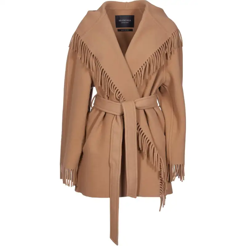 Balenciaga Belted Fringed Coat