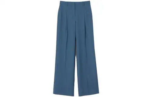 Burberry Wide Leg Pants Women's Soft Marine Blue