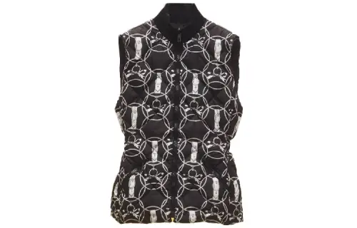 HERMES Vests Women's Black Stand Collar Moderate Other
