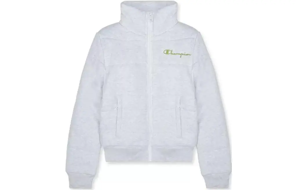 Champion Cropped Coats Women's Light Gray Stand Collar Moderate