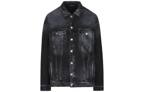 Balenciaga FW22 Denim Jacket Loose Fit Women's Black
