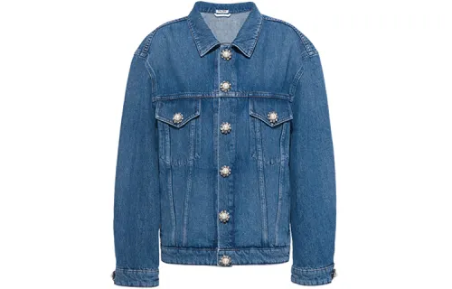 MIU MIU SS21 Women's Decoration Denim Jacket
