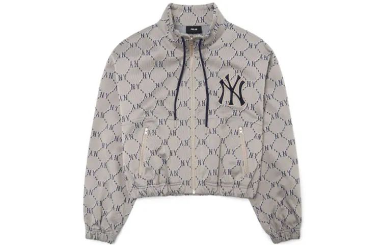 MLB Cropped Coats Women's Gray Stand Collar Moderate Nipped-in Waist