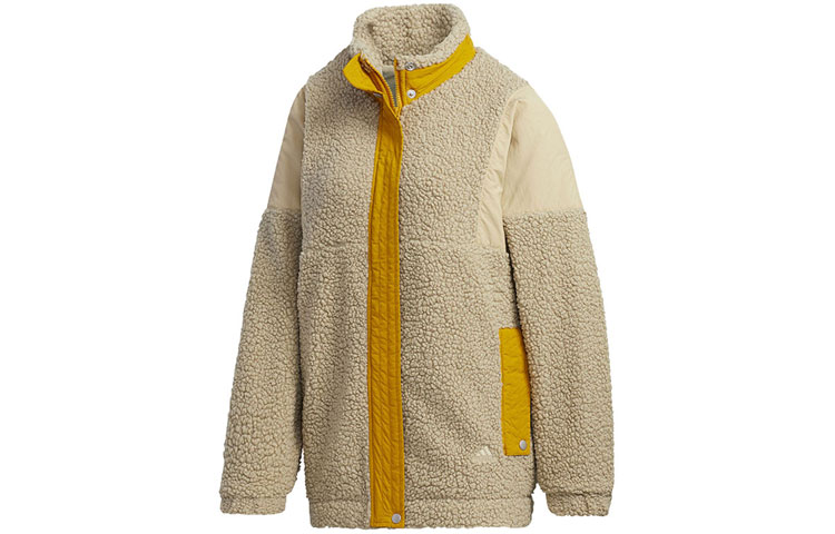 Adidas Velvet Jackets Women's Grassland Brown Stand Collar Moderate