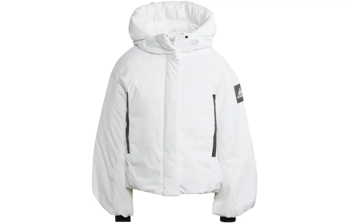 Adidas Puffer Jackets Women's White Hooded Moderate Puffer Jacket