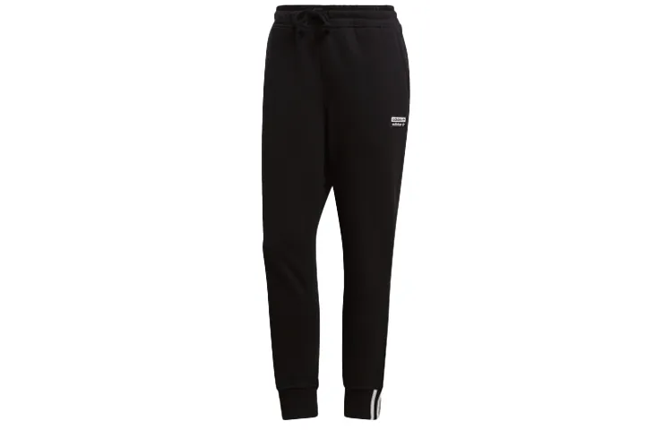 Adidas Originals Knitted Sweatpants Women's Black Moderate Straight Fit Pants