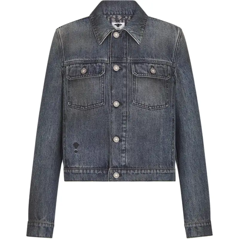 DIOR Denim Jackets Women's Blue Lapel Moderate Straight Fit