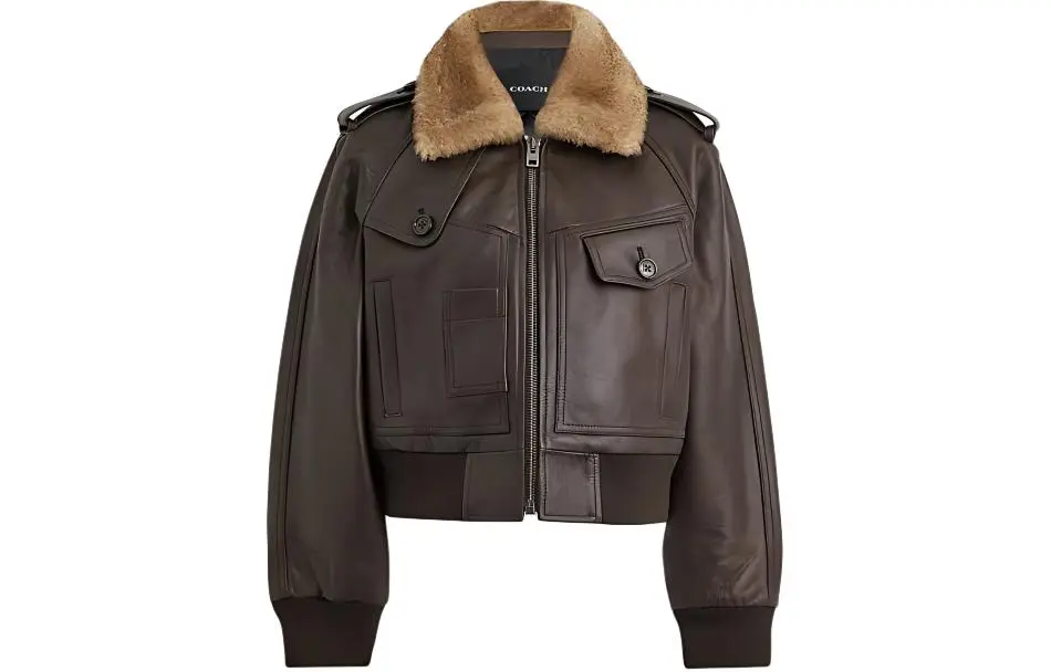 COACH SS24 Leather Jacket Women's Umber